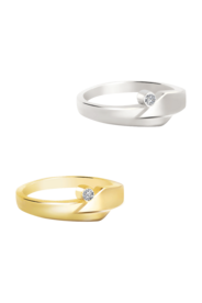 Gouden Elegante as ring met briljant 0.05CT | tw-602