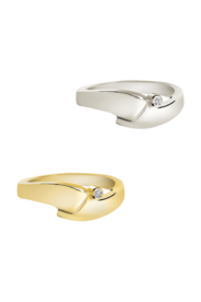 Gouden Elegante as ring met briljant 0.03CT | tw-603
