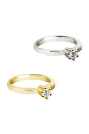 Gouden Elegante Solitair as ring met briljant 0.10CT | tw-622