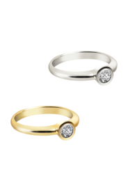 Gouden Elegante Solitair as ring met briljant 0.15CT gesloten zetting | tw-624