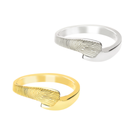 Zilveren elegante as ring slag model met vingerafdruk | tw-762