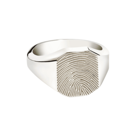 Zilveren elegante as ring achtkant met vingerafdruk | tw-766