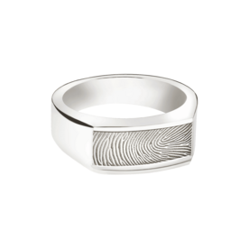 Zilveren elegante as ring rechthoek met vingerafdruk | tw-767