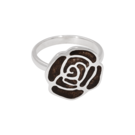 Zilveren elegante as ring met gestileerde roos | tw-807