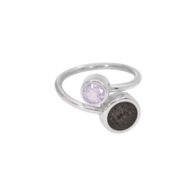 Zilveren elegante as ring met briljant in kleur | tw-814