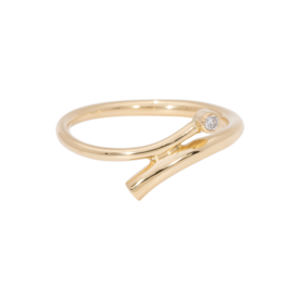 Gouden as ring fantasie met briljant 0.03 CT  | tw-823