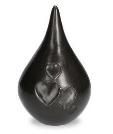Handgemaakte bronzen druppel met liefdevolle hartjes| ds-B-01L
