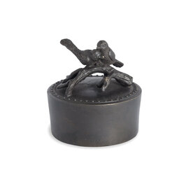 Handgemaakte mini urn van brons met vogels op een tak| ds-B-03