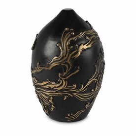Bronzen urn zwart met goudkleurige golven | wd-UBR711