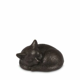 Bronzen mini urn slapende poes | wd-UBR2727