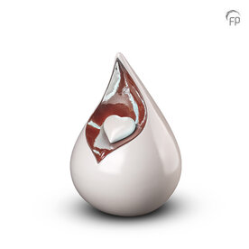 Keramische kunst urn Celest wit en bruinrood Medium | fp-FPU 002 M