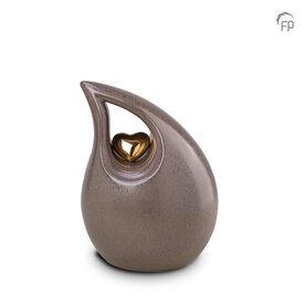 Keramische urn Mastaba bruin met hartje Medium | fp-KU 006 M