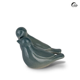 Keramische kunst urn keepsake Whistling Bird model 2 vogels turquoise | fp-FPU 086