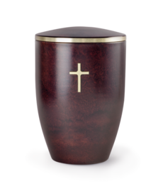Klassieke metalen sierurn Edition Melina Palissanderhoutlook met kruis  | vo-372667