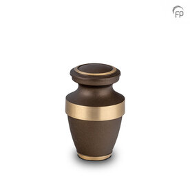 Metalen urn klassiek model in terrabruin met goudkleur keepsake | fp-HU 107 K