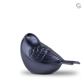 Metalen urn mini model zang vogel saffierblauw keepsake | fp-HU 766 K