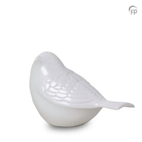 Metalen urn mini model zang vogel wit keepsake | fp-HU 767 K