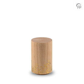 Elegante houten design urn Urna collectie cilindervorm goudkleurig versiering keepsake | fp-WU 010 K