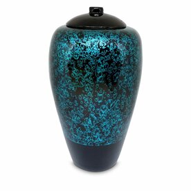 Stijlvolle urn van hout bamboe 3 liter Black Lined Blue | wd-TB25-002