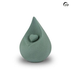 Biologische medium urn Celest model traan met hartje patinagroen | fp-FPU 024 M