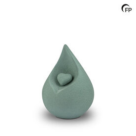 Biologische mini urn Celest model traan met hartje patinagroen | fp-FPU 024 S