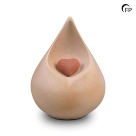 Biologische urn Celest model traan met hartje zandkleur | fp-FPU 021