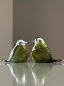 Glazen vogel Memory-line lime green nature| er-U29LGN