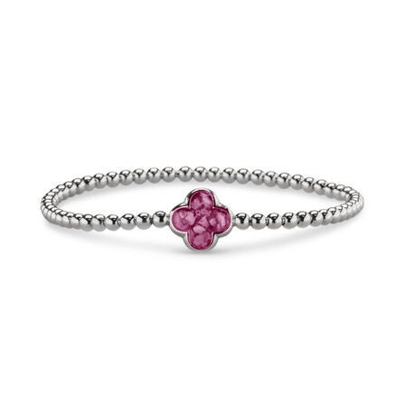 Zilveren bolletjes armband klavertje met zirkonia | sy-BL 015