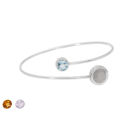 Armband in zilver met briljant in kleur met vingerafdruk | tw-817