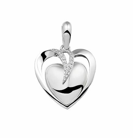 Double Heart Gem Pendant Zilver | sy-110 S