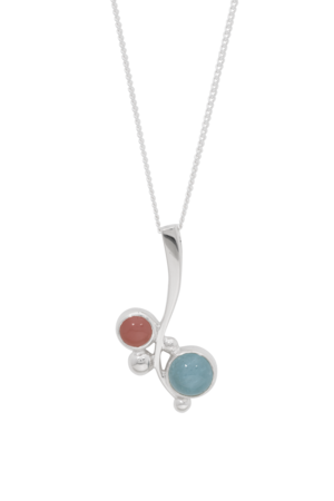 Ashanger in zilver met aquamarijn en guave kwarts | tw-812