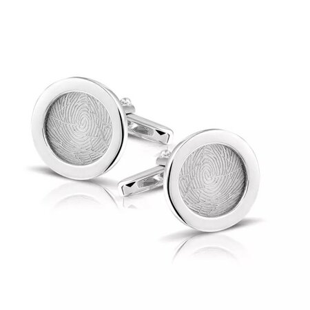 Zilveren manchetknopen rond 2 identieke vingerafdrukken  | sy-422 S