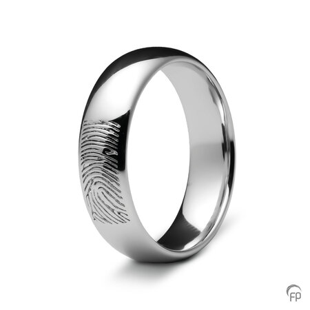 Zilveren ring glanzend Atlantis Memorials  met vingerafdruk 6 mm | fp-RF 01.6