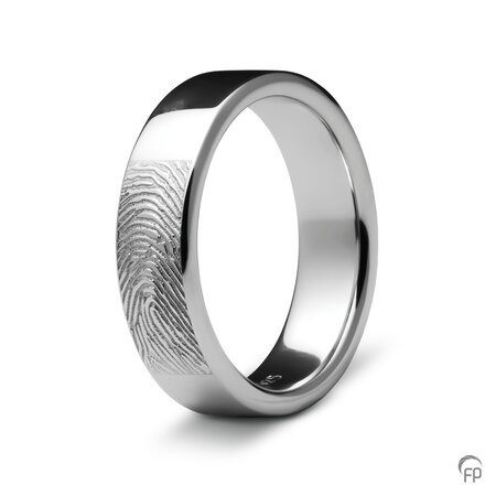 Zilveren ring glanzend Atlantis Memorials  met vingerafdruk 6 mm | fp-RF 02.6
