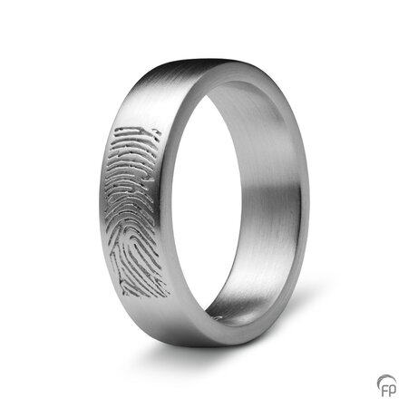 Zilveren ring mat Atlantis Memorials  met vingerafdruk 6 mm | fp-RF 02.6M