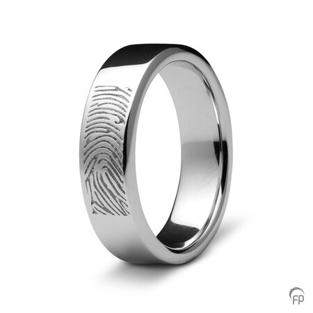 Zilveren ring glanzend Atlantis Memorials  met vingerafdruk 8 mm | fp-RF 02.8