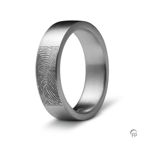 Zilveren ring mat Atlantis Memorials  met vingerafdruk 8 mm | fp-RF 02.8M