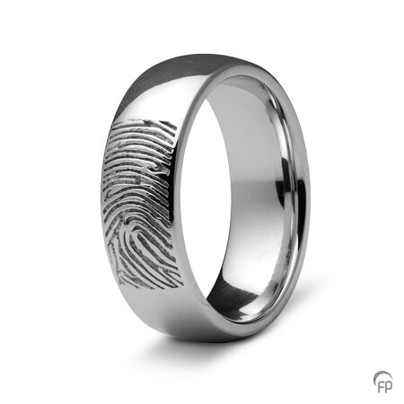 Zilveren ring glanzend Atlantis Memorials  met vingerafdruk 7 mm | fp-RF 04.7