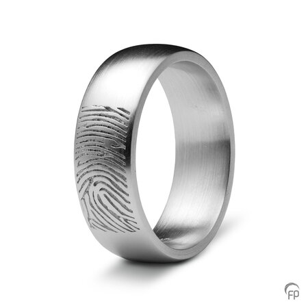 Zilveren ring mat Atlantis Memorials  met vingerafdruk 7 mm | fp-RF 04.7M