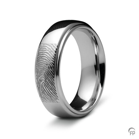 Zilveren ring glanzend Atlantis Memorials  met vingerafdruk 6 mm | fp-RF 05.6