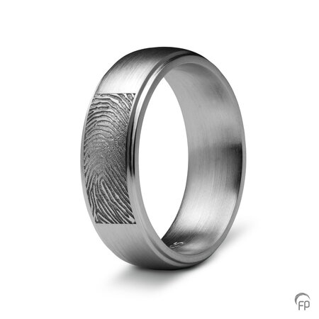 Zilveren ring mat Atlantis Memorials  met vingerafdruk 6 mm | fp-RF 05.6M