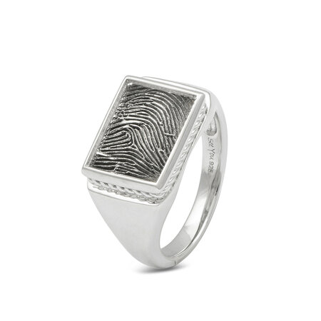 Rechthoekige ring van zilver met vingerafdruk Twist | sy-451 S