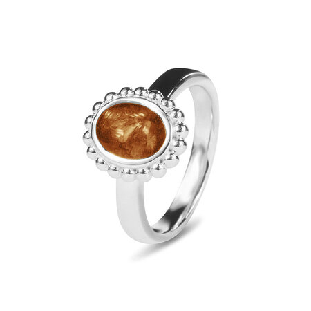 Zilveren as ring met parelrand  ovaal | sy-RG 019