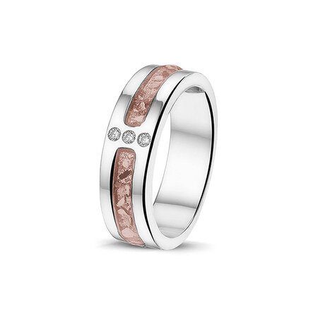 Zilveren as ring  2 asruimtes met Zirkonia of Diamant | sy-RG 024