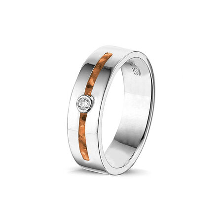 Zilveren as ring  2 asruimtes met Zirkonia | sy-RG 028