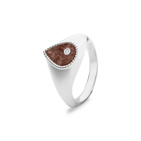 Zilveren as ring model traan met diamant | sy-RG 073