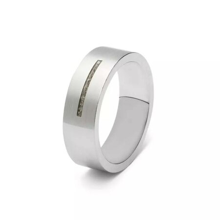Zilveren as ring 7 mm met 1 smalle streep | sy-RS 005
