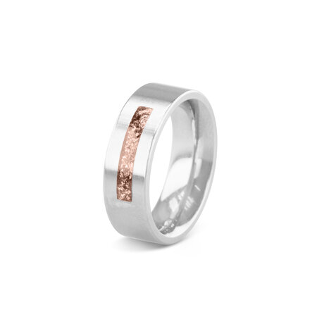 Zilveren as ring 8 mm met 1 bredere streep | sy-RS 006