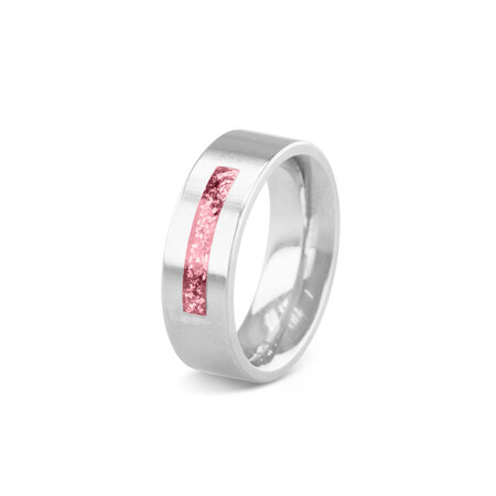 Stalen as ring 8 mm met 1 bredere streep | sy-RS 006 Steel