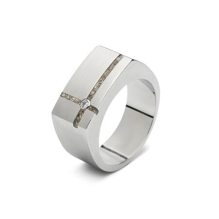 Stalen as ring 10 mm met kruis en Zirkonia| sy-RS 011 Steel